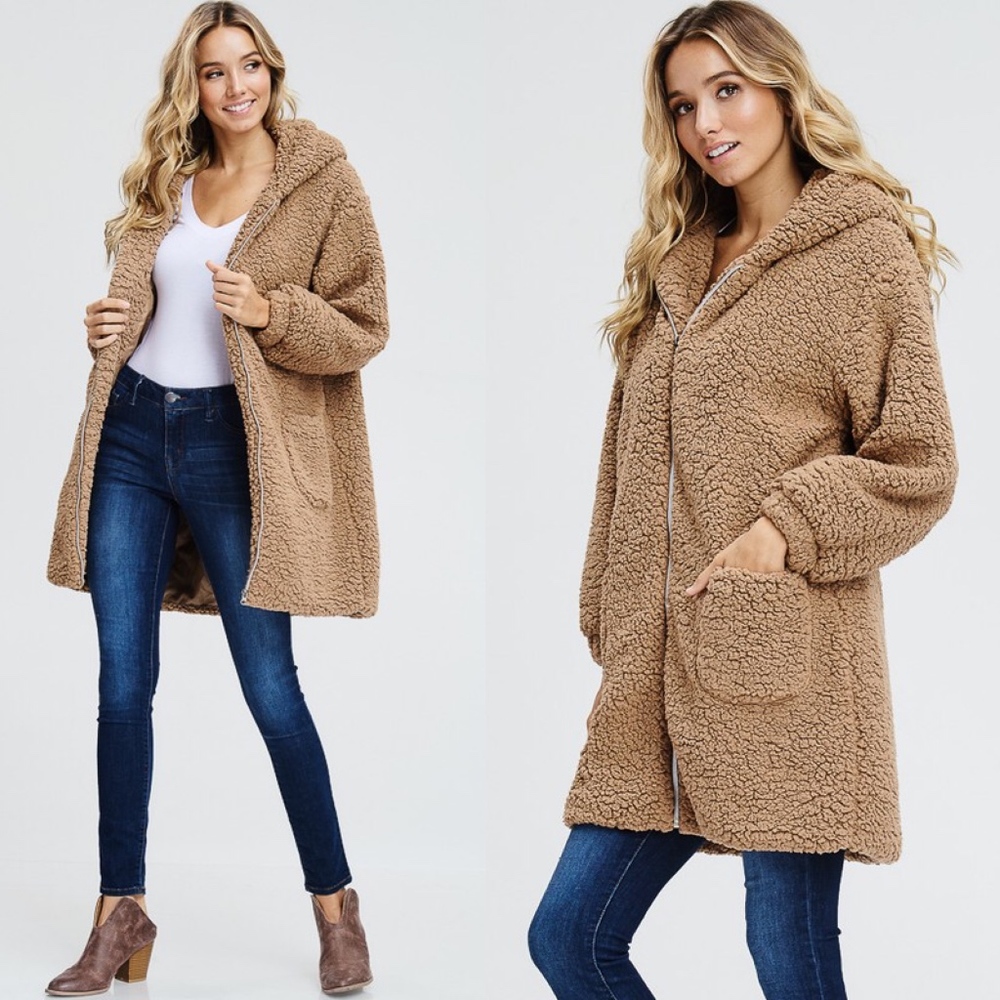 KEELY Sherpa Hoodie - CAMEL - Picture 3 of 3